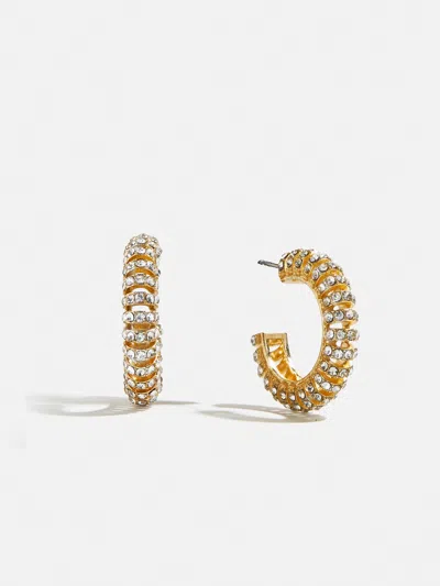 Baublebar Gold And Crystal Tube Hoop Earrings