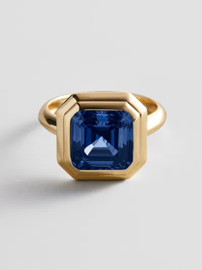 Baublebar Gold Etched Bezel Custom Birthstone Ring In Blue