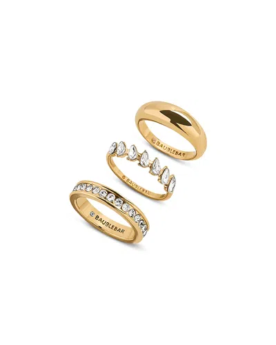 Baublebar Greta Crystal Band Rings, Set Of 3 In Gold