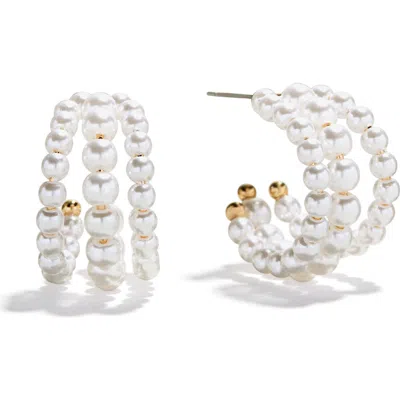 Baublebar Halia Faux Pearl Hoop Earrings In Metallic