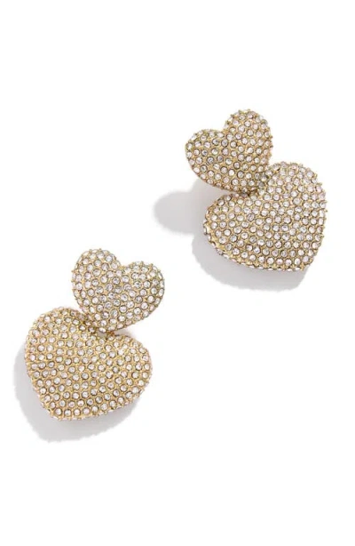 Baublebar Harley Pave Double Heart Statement Earrings In Clear/gold