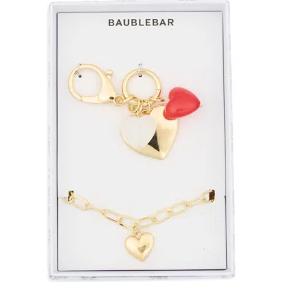Baublebar Heart Bracelet & Bag Charm Set In Red