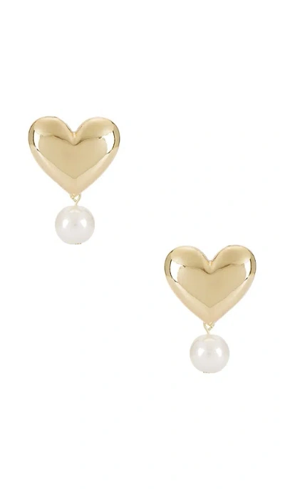 Baublebar Heart Stud With Pearl Earrings In Gold/white