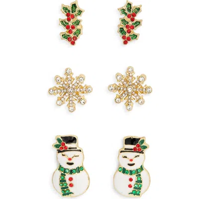 Baublebar Holiday Motif Set Of 3 Assorted Stud Earrings In Multi
