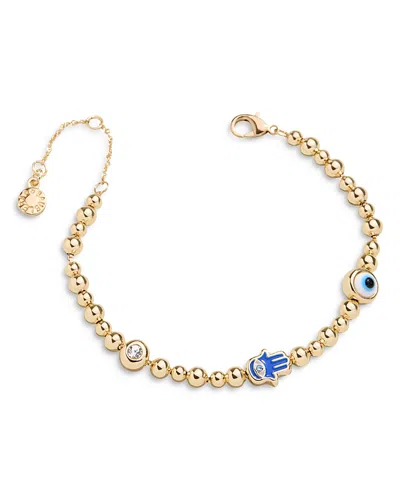 Baublebar Howdy Crystal Hamsa Hand & Evil Eye Charm Beaded Bracelet In Blue Multi