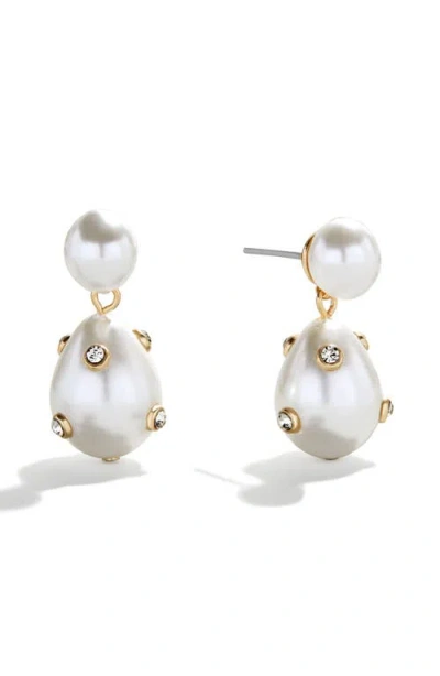 BAUBLEBAR BAUBLEBAR INESSA CRYSTAL & FAUX PEARL DROP EARRINGS