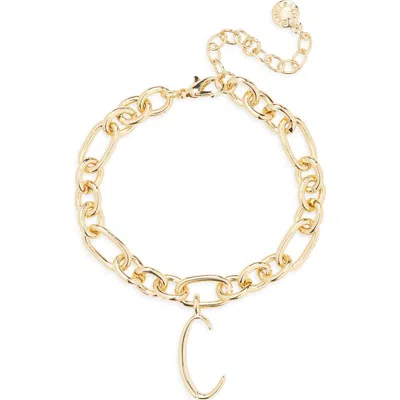 Baublebar Initial Charm Chain Braclet In Gold