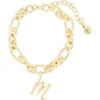 Baublebar Initial Charm Chain Braclet In Gold