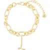 Baublebar Initial Charm Chain Braclet In Gold