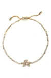 Baublebar Initial Tennis Slider Bracelet In Gold A