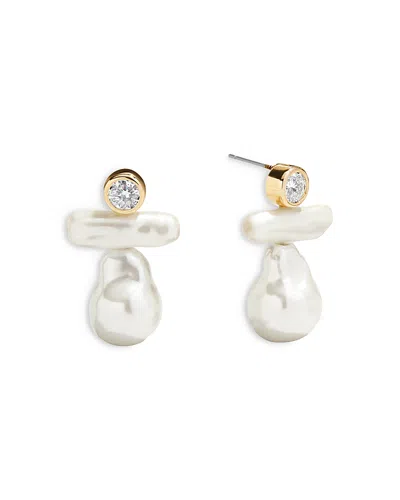 Baublebar Josephine Faux Pearl Drop Earrings In Metallic