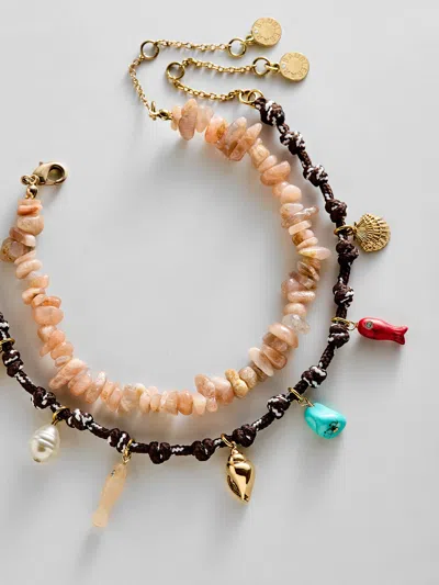 Baublebar Kai Semi-precious Waterproof Anklet Set In Multi