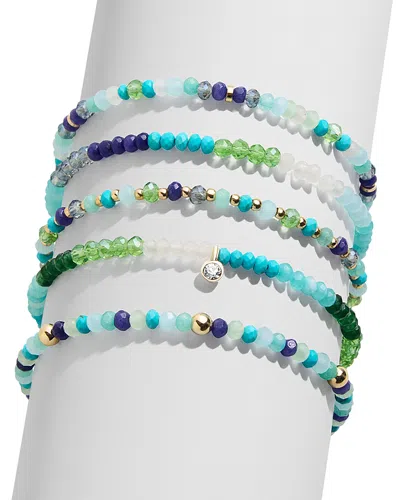 BAUBLEBAR KALLEN BEADED STRETCH BRACELETS IN GOLD TONE, SET OF 5
