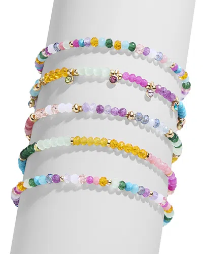 BAUBLEBAR KALLEN BEADED STRETCH BRACELETS IN GOLD TONE, SET OF 5