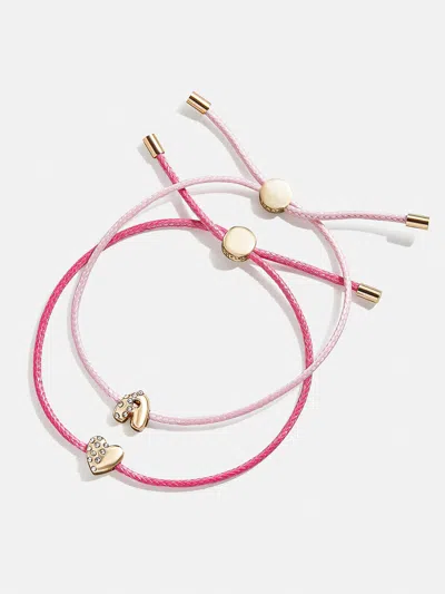 Baublebar Kids' Cord Initial Bracelet Set In Pink