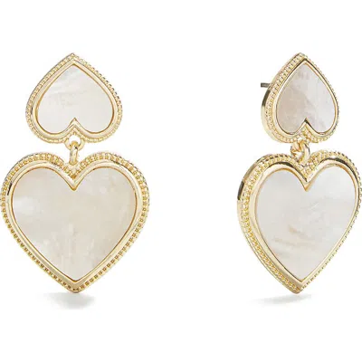 Baublebar Kimberly Faux Pearl Heart Drop Earrings In Gold