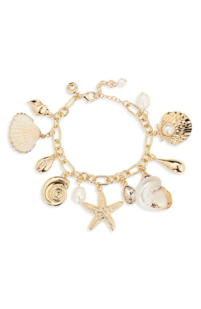 Baublebar Linda Shell Charm Bracelet In Gold