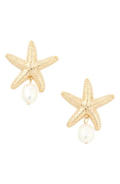 Baublebar Mariam Freshwater Pearl Starfish Earrings In Gold