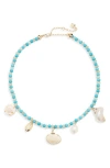 Baublebar Maris Seashell Charm Beaded Necklace In Blue