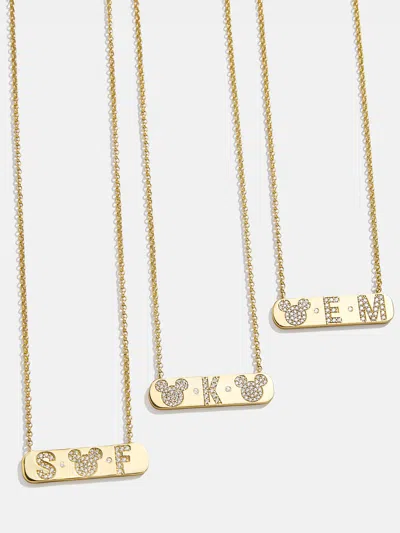 Baublebar Mickey Mouse 18k Gold & Cubic Zirconia Initial Bar Necklace In Multi