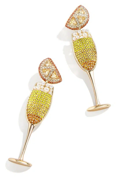 Baublebar Love You A Brunch Crystal & Imitation Pearl Mimosa Glass Drop Earrings In Gold Tone In Yellow/orange