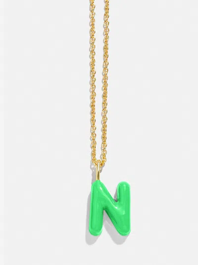 Baublebar Mini Bubble Initial Enamel Necklace In Green