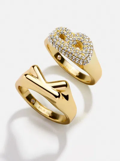 Baublebar Mini Bubble Initial Ring In Gold