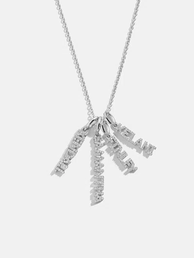 Baublebar Mini Silver Pavé Block Cluster Custom Nameplate Necklace