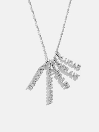 Baublebar Mini Silver Pavé Block Cluster Custom Nameplate Necklace