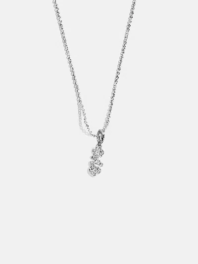 Baublebar Mini Silver Pavé Script Cluster Custom Nameplate Necklace
