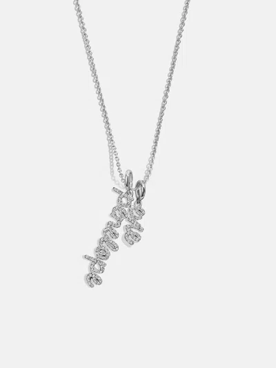 Baublebar Mini Silver Pavé Script Cluster Custom Nameplate Necklace