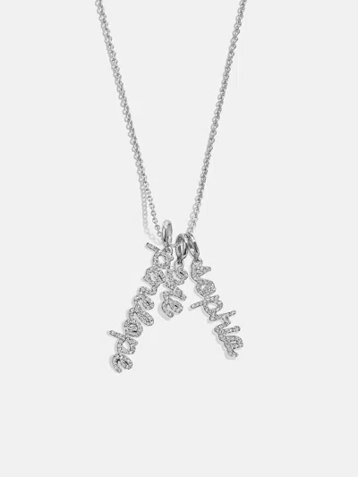 Baublebar Mini Silver Pavé Script Cluster Custom Nameplate Necklace