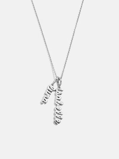 Baublebar Mini Silver Script Cluster Custom Nameplate Necklace