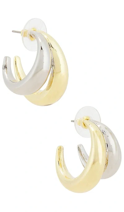 Baublebar Mixed Metal Double Hoop Earrings In Gold