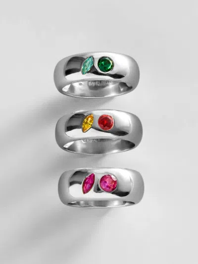 Baublebar Multi-stone Puffy Custom Birthstone Ring In Silver