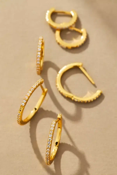 Baublebar Niata Pavé Huggie Hoop Earrings, Set Of 3 In Gold
