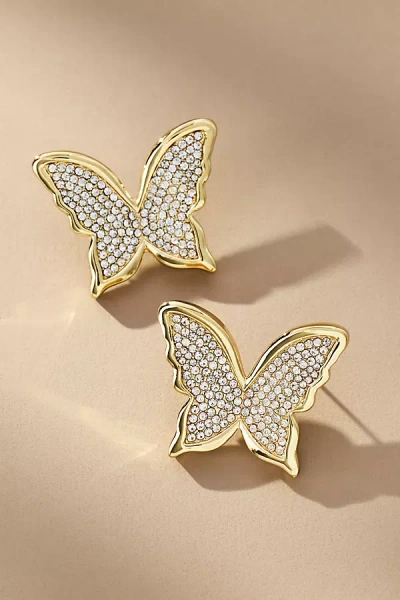 Baublebar On The Fly Pave Butterfly Statement Stud Earrings In Gold Tone