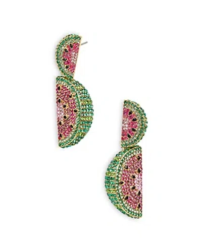 Baublebar Once In A Melon Crystal Watermelon Slice Drop Earrings In Pink/green