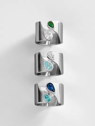 Baublebar Open Band Custom Birthstone Ring In Silver