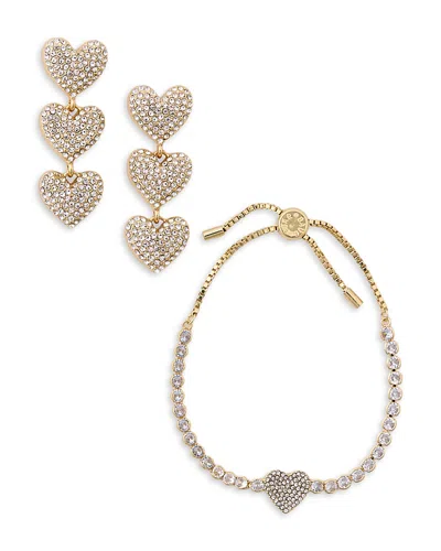 Baublebar Open Heart Earrings & Bracelet Set In Transparent