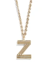 Baublebar Oversize Etched Letter Initial Pendant Necklace In Gold