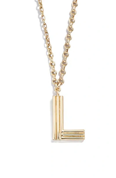 Baublebar Oversize Etched Letter Initial Pendant Necklace In Gold