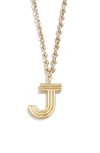 Baublebar Oversize Etched Letter Initial Pendant Necklace In Gold