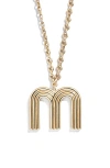 Baublebar Oversize Etched Letter Initial Pendant Necklace In Gold