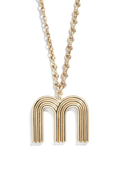 Baublebar Oversize Etched Letter Initial Pendant Necklace In Gold