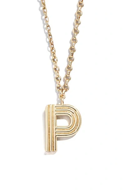 Baublebar Oversize Etched Letter Initial Pendant Necklace In Gold