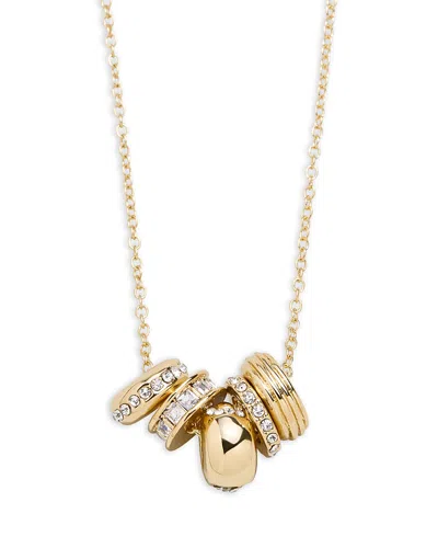 Baublebar Pave & Polished Multi Ring Charm Pendant Necklace, 19-22 In Gold