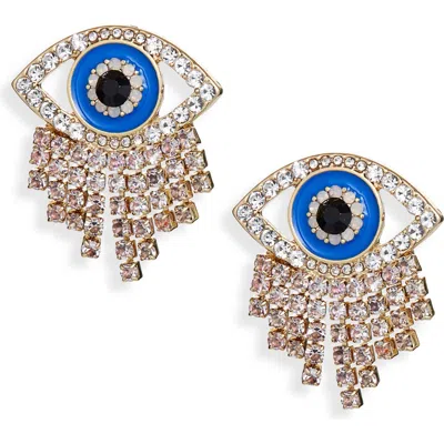 Baublebar Pavé Crystal & Enamel Evil Eye Stud Earrings In Gold