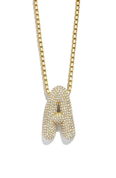 Baublebar Pavé Crystal Bubble Initial Pendant Necklace In Gold