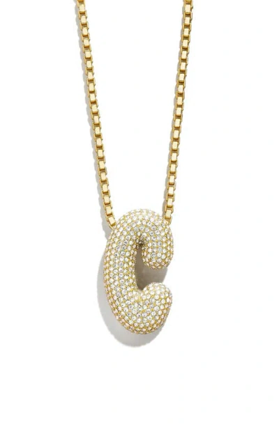 Baublebar Pavé Crystal Bubble Initial Pendant Necklace In Gold